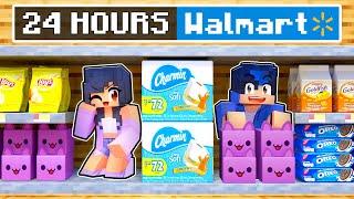 24 HOUR OVERNIGHT at WALMART In Minecraft!