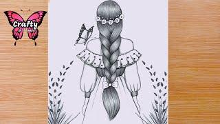 How to draw a Girl with Braids || Pencil sketch for beginner || Braids Hairstyle || Drawing