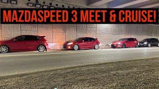 Mazdaspeed 3 CAR MEET & CRUISE! (POV DRIVING, DRIVEBYS, 2 STEPS)