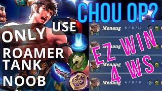 CHOU OP? EZ WIN 4WS, ALL GAME TANK USE ARRIVAL + GUARDIAN HELMET, NOOB CHOU BEST ITEM BUILD 2023 EXE