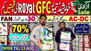 Azadi Sale at AC DC & Inverter Fan | Khursheed Tamoor Royal GFC Wahid Fan | AcDc Fan Market Karachi