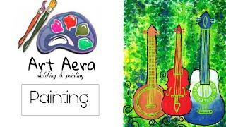 How to Draw Acrylic Painting of Guitar | Painting | Abstract Painting