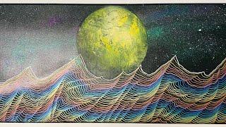 Rainbow mountain galaxy time lapse art original painting by Nick Metcalf