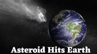 Animation of a Revolving Asteroid Hitting the Earth