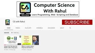 My new Channel - CS With Rahul | Link in Description