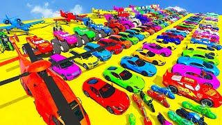 GTA V Mods Stunt Car Racing Challenge By SPIDER-MAN With Amazing Super Car Motocycle & Monster Truck