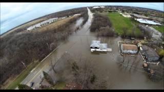 Des Plaines Flood Hexacopter Aerial footage