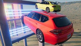 Car vs Laser cut car crashes BeamNG Drive 7