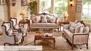 Luxury Classic Sofa Set Brown Leather Couch Set Wooden Sofa Set For Living Room Maroon Sofa Set