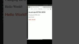 JavaScript html dom| |DOM CSS |changing css | changing html style with JavaScript |#shorts #js