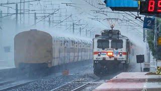 Trains In Heavy Rain | Part-1| Duronto+ Rajdhani+ Mumbai mail+ Poorva+ Barmer SF & Many More