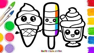 How to Draw Ice Cream Cone, Ice Cream Cup & Popsicle | Easy Drawing