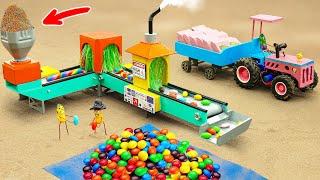 Diy mini tractor to making Candy from Color Suger | diy Sweet Candy Making Machine | HP Mini