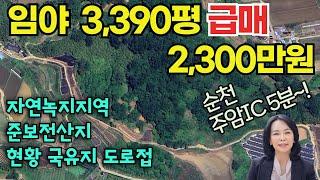 [임야/급매매]자연녹지지역/준보전산지 임야3,390평, 임야급매물,  임야매물, 임야매매 전국싼땅, 전남 순천시 주암면 갈마리 주암ic인근/ 럭셔리정TV 010-3614-8347