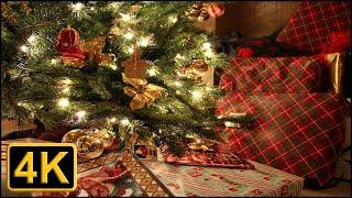 4K - Instrumental Classic Christmas Songs with fireplace and beautiful background - Relaxation Music