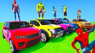 SPIDERMAN Vs HULK CARS Racing MEGA SEA Ramp Challenge ! SUPERHEROES GOKU New Epic Stunt Race - GTA 5