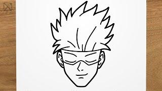 How to draw SATORU GOJO (Jujutsu Kaisen) step by step, EASY