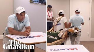Roy McIlroy reacts after watching Bryson DeChambeau win the US Open