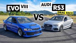 AWD Power Battle: Audi RS3 drag races Mitsubishi Evo VIII