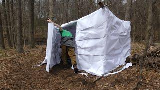 Sleeping In Paper Shelter In The Forest