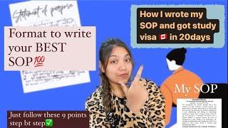 How to write Perfect SOP for Canada study visa || Got my canada study visa in 20 days ||