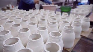 Process Of Making Non-Plastic Baby Bottle. Korean pottery artisan.