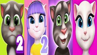 My Talking Tom2 vs My Talking Angela2 vs My Talking Tom vs My Talking Angela snowfal Gameplay Ep4220