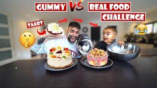 GUMMY VS REAL FOOD CHALLENGE MET MIAZ!  *TAART IN GEZICHT ?!* | LAKAP JUNIOR