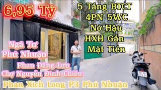 Bán Nhà Phú Nhuận Phan Xích Long Chợ Nguyễn Đình Chiểu 5 Tầng BTCT 4Pn Gần Mặt Tiền Hẻm 4m / 6,95 Tỷ