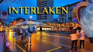 INTERLAKEN SCHWEIZ  Weihnachtsabend-Rundgang von Ost nach West / Markt & Strassen 4K