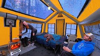 Luxury Winter Camping in Extreme Cold (-30ºC) | Inflatable Tent Adventure