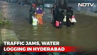 Heavy Rain In Parts Of Hyderabad, Traffic Hit