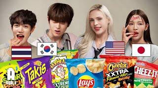 Asians Try American Snacks FOR THE FIRST TIME!ㅣJapan, Thailand, KoreaㅣFT. The Wind