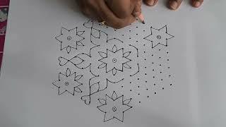 15 to 8 dots Rangoli.