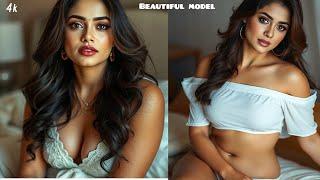 [4k] Real Indian Ai Lookbook Model - Different Poses On Bed By Beautiful Girl - Ai Beauty #ai #art