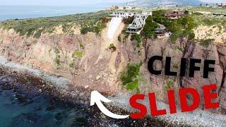 Cliffs Collapse Under Mansions After Heavy Rain - Aftermath Drone Footage