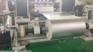 HFQC series slitter rewinder,The video  shows slitting PET film speed is 300 m/min