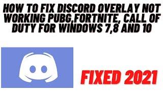 How to Fix Discord Overlay Not Working PUBG,Fortnite, Call of Duty for Windows 7,8 and 10