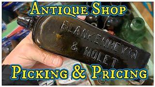 2024 Antique Shop Picking And Bottle Pricing~ Ready Breweries , Poland Springs Gin, Bottle Digging ©