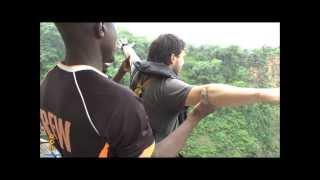 My bungee jump off Victoria Falls Bridge, Zimbabwe