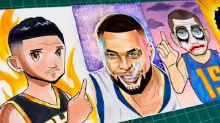 Drawing NBA STARS In CRAZY Art Styles- Episode 2 ⭐️