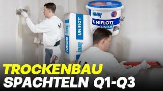 TROCKENBAU richtig SPACHTELN auf Qualitätsstufe Q3 (SCHRITT FÜR SCHRITT ANLEITUNG zur glatten Wand)