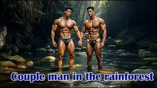 Couple man in the rainforest