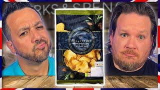 Americans Try Assorted BRITISH Marks & Spencer Crisps!