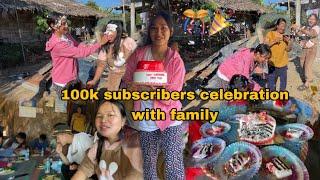 100k subscribers @penvivlogs9165 party celebration with family village vlog ||cake cutting party