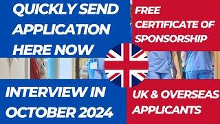 Send your Application to this UK Care Company| Interview in October|Free COS & Sponsorship