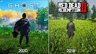 Red Dead Redemption 2 vs Ghost of Tsushima - Graphics Physics & Detail Comparison