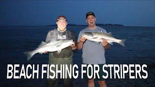 Beach Fishing for Striped Bass in Southern Maine.