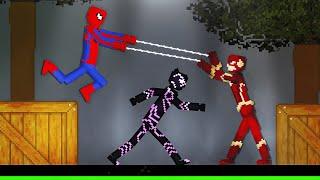 Spider-Man and Black Panther vs The Flash on Acid Sea in People Playground