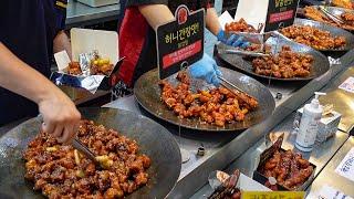 Korean Street Food - Sweet and Spicy Korean Fried Chicken and Shrimp